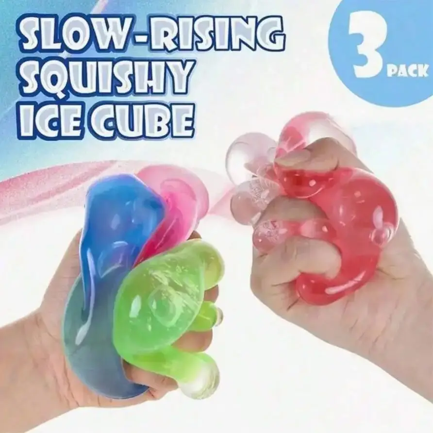 1個/3個 アイスキューブ型 スクイーズ フィジェットトイ - ランダムカラー ストレス解消おもちゃ 大人向け (誕生日やクリスマスのギフトに最適)