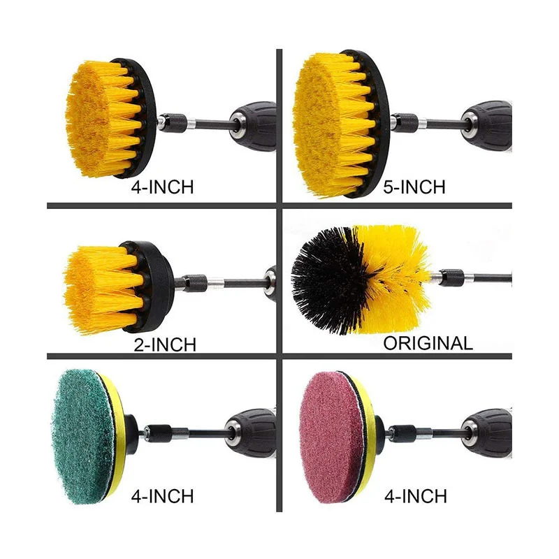 12pcs Electric Drill Brush Head Cleaning Household Universal Tools Floor Tile Polishing Kitchen Bathroom Car Wash Descaling Set