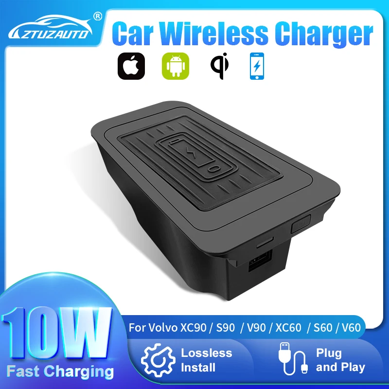 شاحن سيارة لاسلكي شاحن الهاتف حامل شحن لفولفو XC90 S90 V90 XC60 S60 V60 C60 2018-2021 اكسسوارات