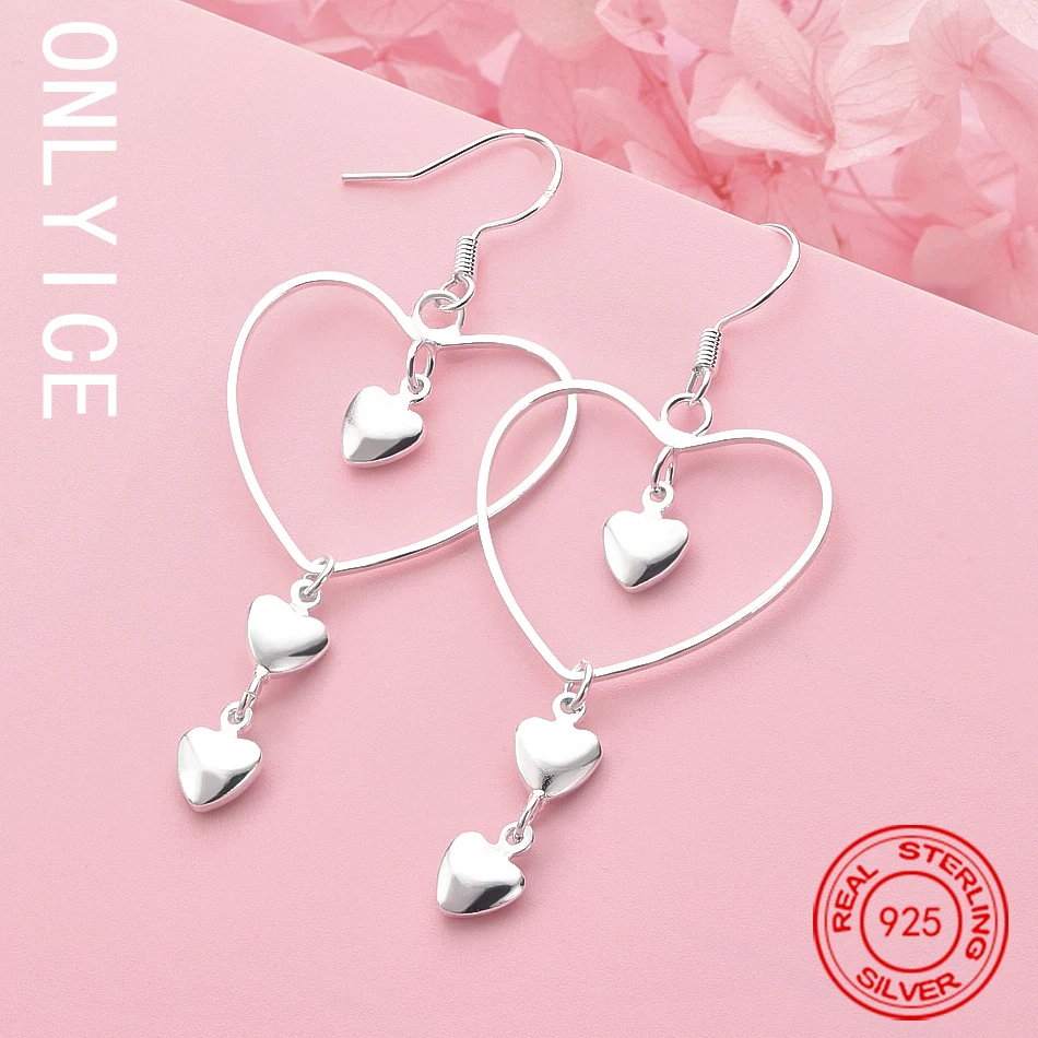 

Hot 925 Sterling Silver Romantic Love Heart Earrings Fashion Charms Party Wedding Jewelry Holiday Gifts