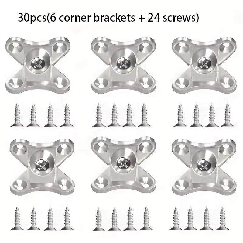 30 unità/set soporte de esquina de mariposa de aleación de zinco, soporte de esquina extraíble, con tornillos-conectores de sopor