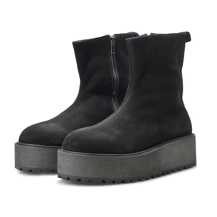 Vantage personalizado hecho a mano de lujo Retro 100% cuero Real EVA goma suela gruesa botas con cremallera personalizadas
