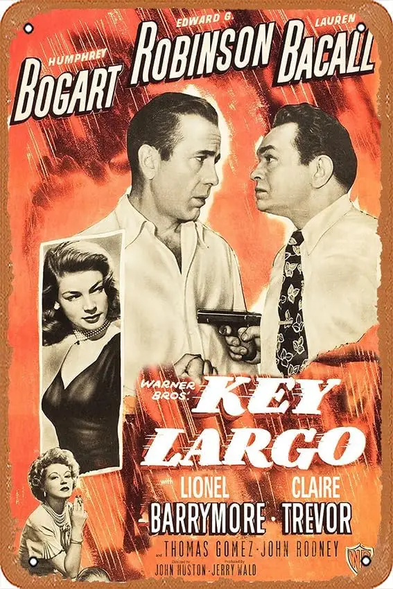 1P,Humphrey Bogart - Key Largo - Movie Poster print - redPlanetGraphics Tin Signs Retro Garage Plaque Decorative Living Room Gar