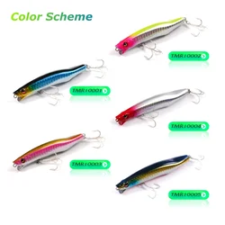 Wondersee 5pcs 저크베이트 플로팅 워블러 미노우 포퍼 20g 95mm 트레블 트롤링 롱 캐스팅 농어 낚시 미끼 도매