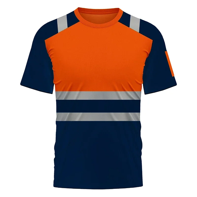 High Visibility Safety Work Shirts Summer Breathable Work T Shirt Reflective T-shirt Quick Dry Hi Vis Shirts Large 100-6XL Tops image 2