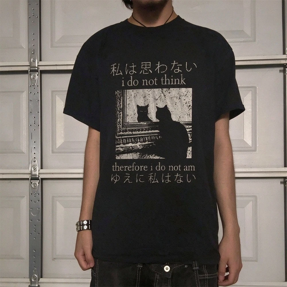 New Arrivals: “I Don't Think” Kitten T-Shirts, Millennial Style, Harajuku Style, '90s Retro Punk T-Shirts, Oversized and Unisex