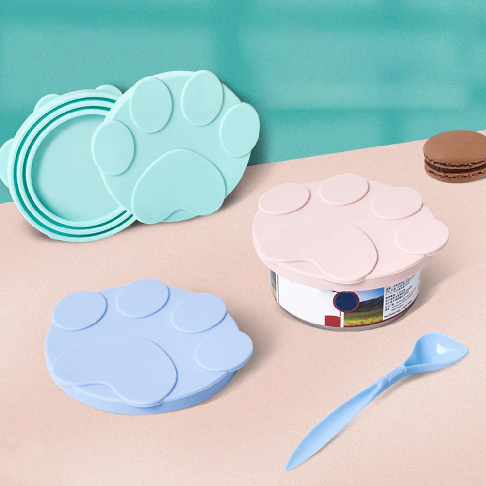

6 Pcs Canned Lid Silicone Cover Pet Food Spoon Water Proof Feeding for Silica Gel Cat Lids