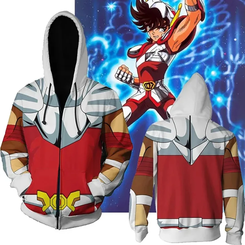

Anime Saint Seiya Zipper Hoodies 3D Print Men Women Casual Zip Up Hooded Sweatshirts Hoody Oversized Tracksuit Pullover Man Coat