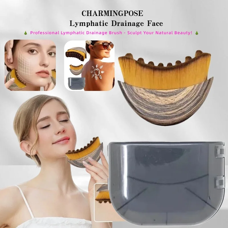 Gesichts- und Körperbürsten-Set mit Lymphdrainage – Konturmassagegerät zur Reduzierung von Jawline-Bildhauerei und Schwellungen, trockenes Bru mit natürlichen Borsten