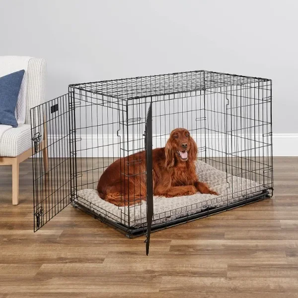 MidWest Homes for Pets Newly Enhanced Double Door iCrate Dog Crate, Includes Leak-Proof Pan, Floor Protecting Feet