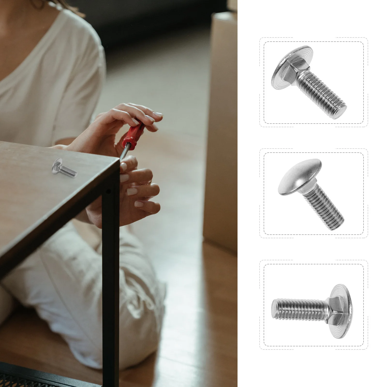 

30Pcs Stainless Steel Carriage Bolts Square Neck Round Domed Head Strong Corrosion Resistant Bolts for Saltwater Dock Swing Set