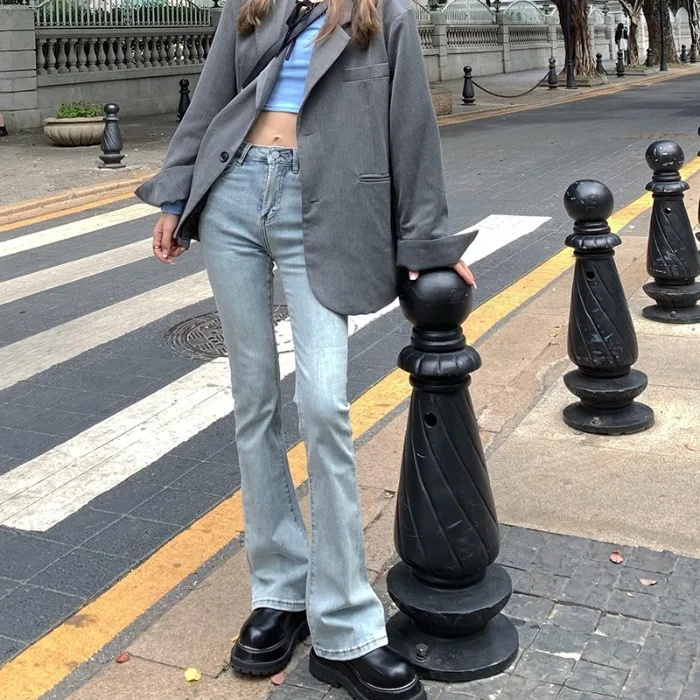 Jeans femmes vêtements Y2K bouton mouche fermeture à glissière ceinturée boucle ceinture réglable femme dames femme mode confortable