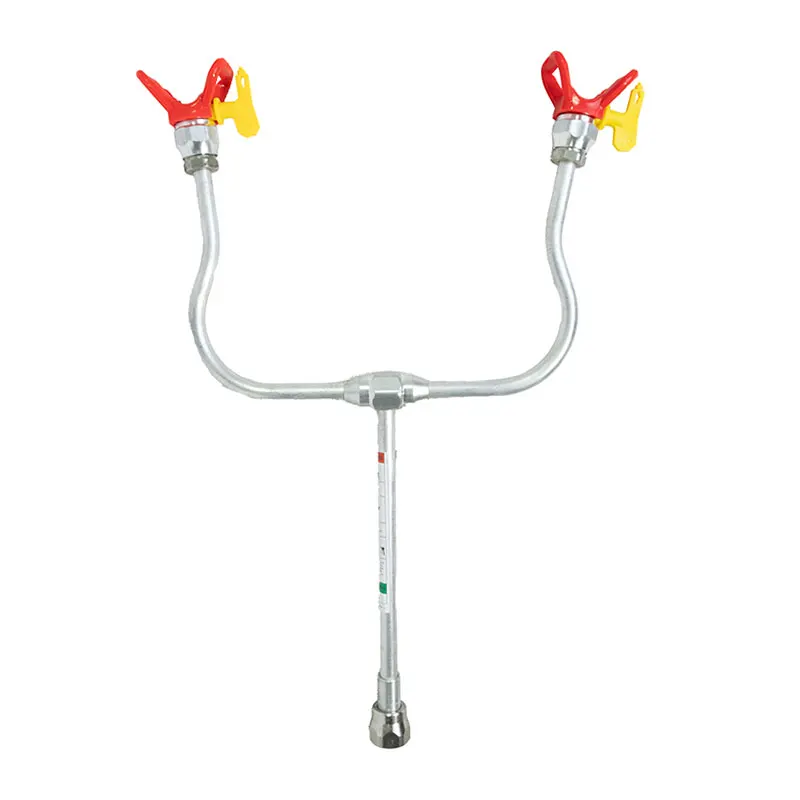 Airless Double Nozzle Head Painting Airless Paint Spray Gun Extension Pole for SprayerWith 2 Tips 517