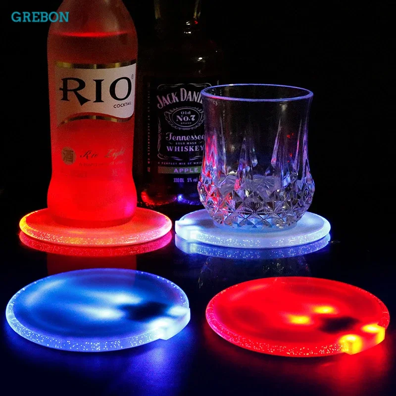 

Gravity sensing light-emitting coasters wholesale led Cup Holder bar KTV party atmosphere Customized colorful flashing coasters