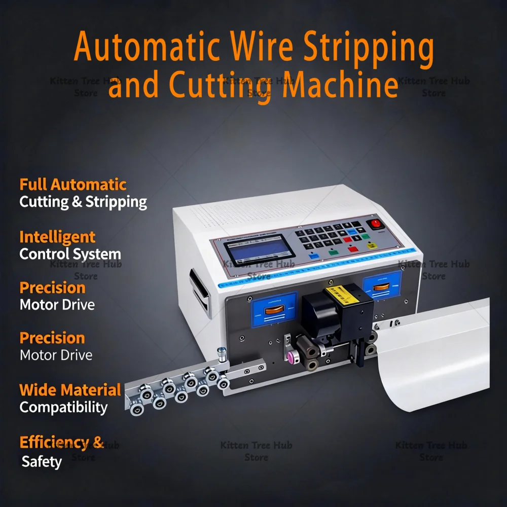 Full Automatic Wire Cutting Stripping Machine High Precision Cable Stripper LCD Display Adjustable Length Wire Processing Tool