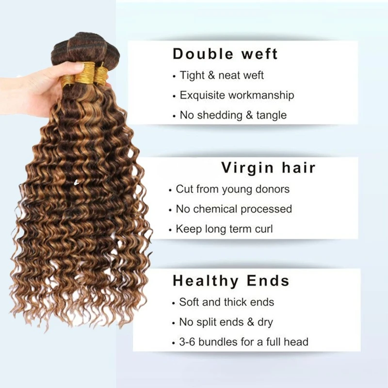 12A класс 1/2/3 шт. P427 вода глубокая волна пучки человеческих волос 100 г/шт двойной уток наращивание волос бразильские девственные волосы полный конец