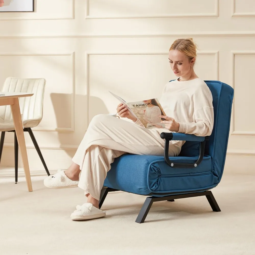 

Convertible Bed Sleeper Chair,Tri-fold Upholstered Armchair Sleeper with Pillow,Folding Leisure Chaise Lounge Couch with 6 Angle