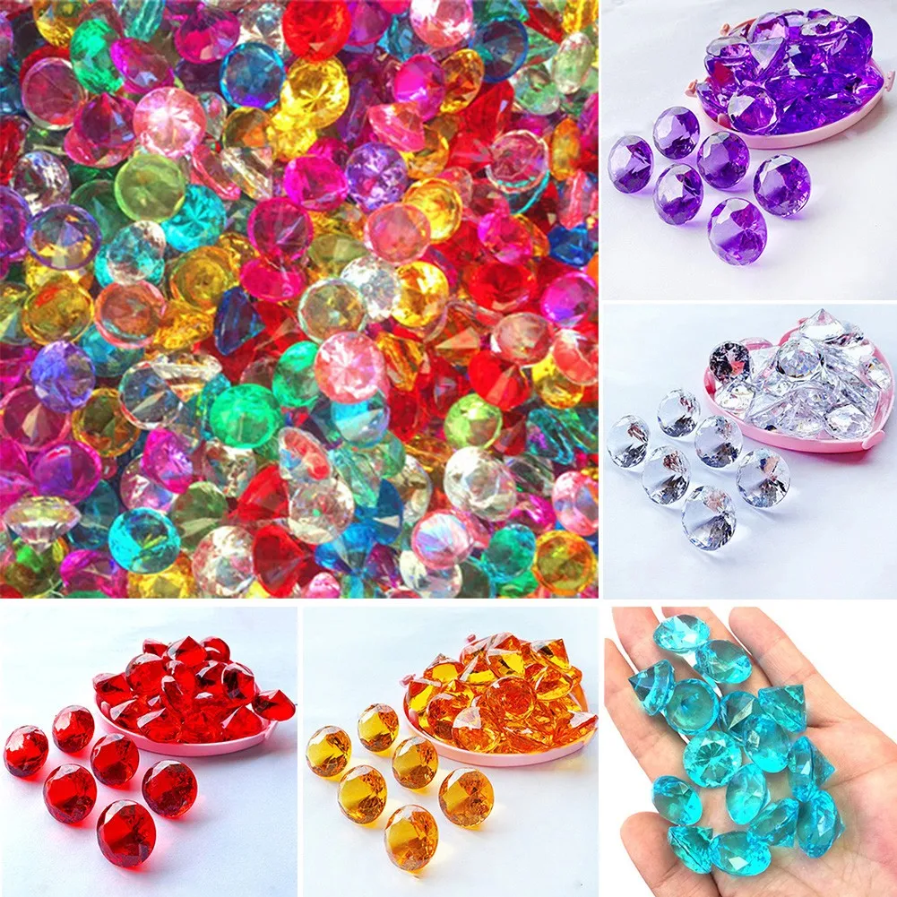 100pcs Acrylic Gems Faux Diamond Filler Props Wedding Party Venue Decorations 20MM Acrylic Party Favors Home Dec