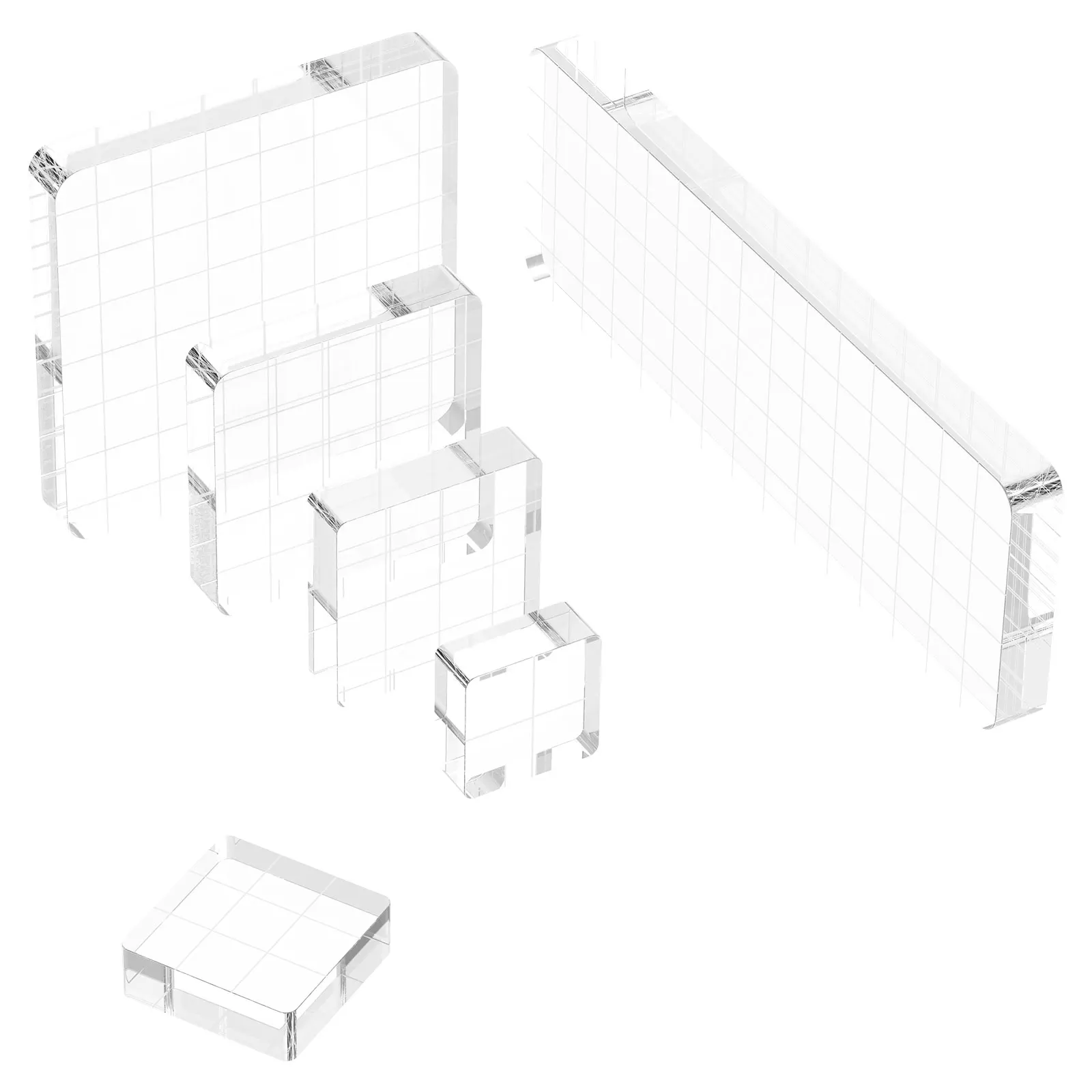 Kit de blocos de carimbo acrílico, 6 peças, linhas de grade transparente, ferramentas de estampagem, faça você mesmo, cartão decorativo de scrapbooking, artesanato, tamanho sortido