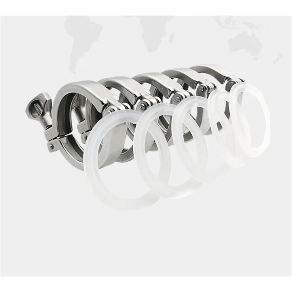 1set Stainless Steel Quick-Release Sanitary Clamp (for Tri-Clamp Fittings) - Pack of 10 Clamps & 10 Silicone Gaskets