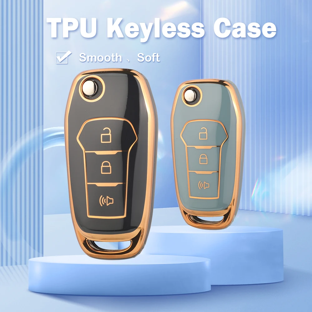 Jingyuqin 3 BTN Weiche TPU Fernbedienung Smart Auto Schlüssel Fall Für Ford Focus 3 Escort Kuga Everest Mondeo Für Protector Auto Schlüssel Abdeckung