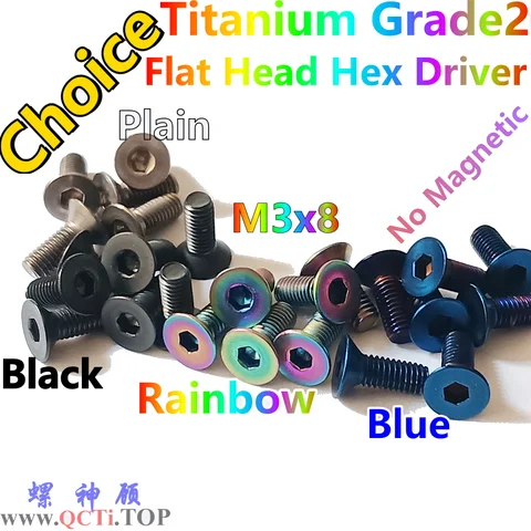 10pcs Flat Head Rainbow Titanium Screw M3 M4 M3x5 M3x6 M3x8 M4x8 M3x10 M3x12 M3x14 M3x16 M3x18 M3x20 M4x20 Hex Driver