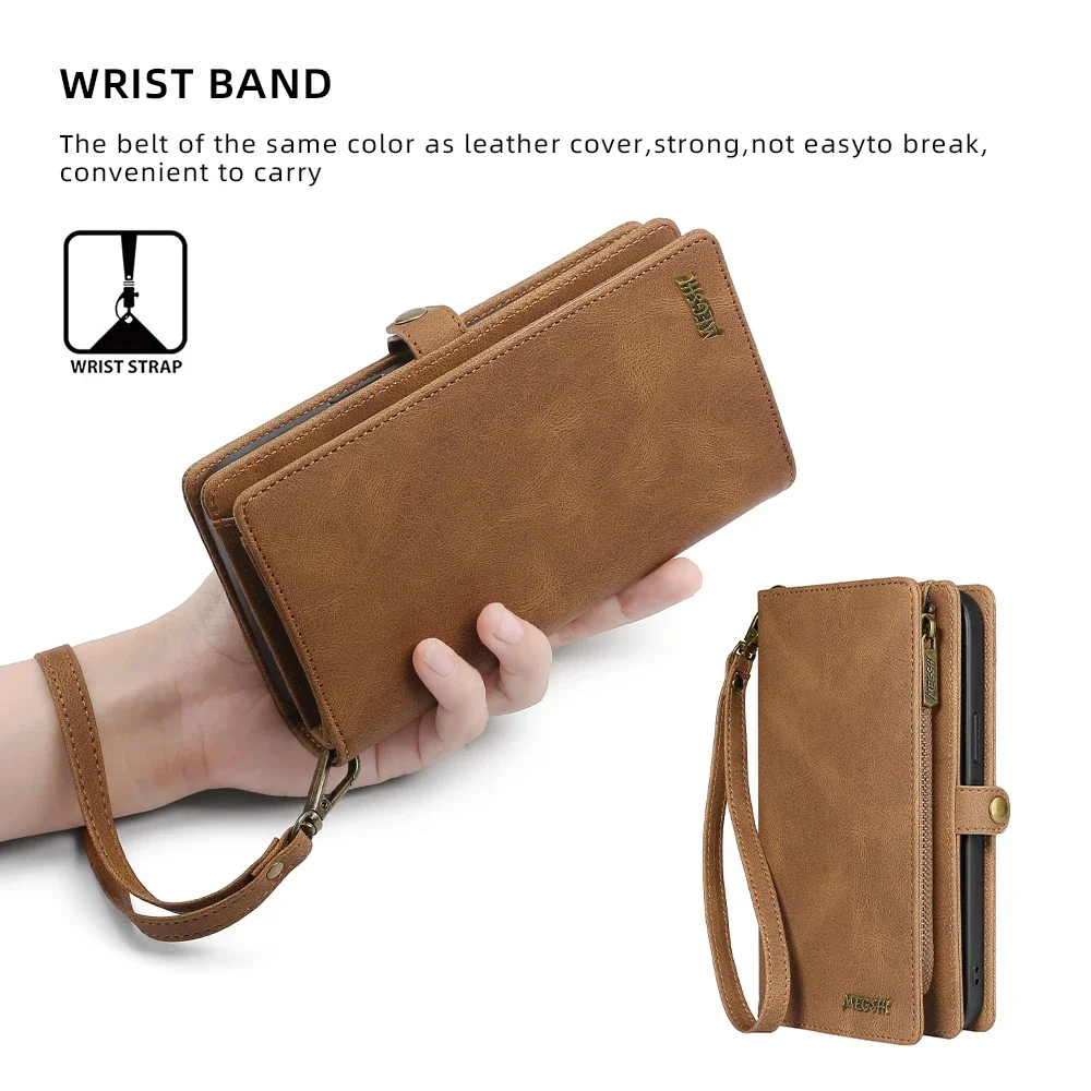 Wallet PU Leather Phone Case Cover For iPhone 16 15 Pro Max iPhone 16 15 Plus with Card Slots Zipper Wallet Design Phone Cover
