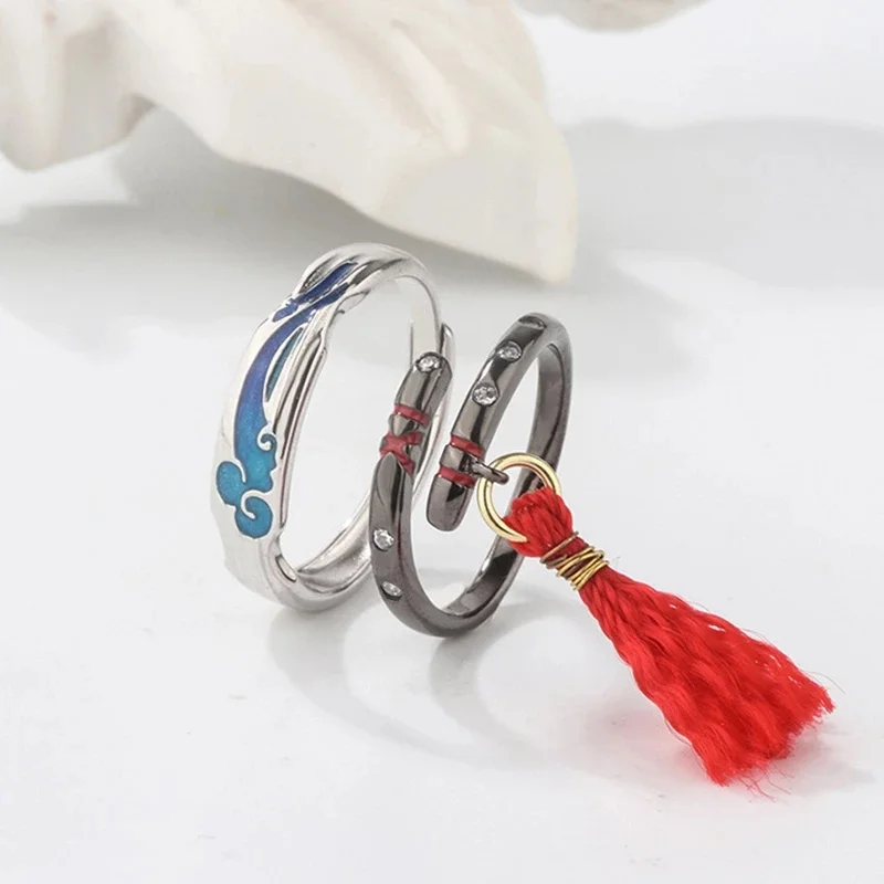 Anime Mo Dao Zu Shi Cosplay Couple Ring Wei WuXian Lan WangJi Lover Rings Ancient Style Jewelry Gift Prop Accessories