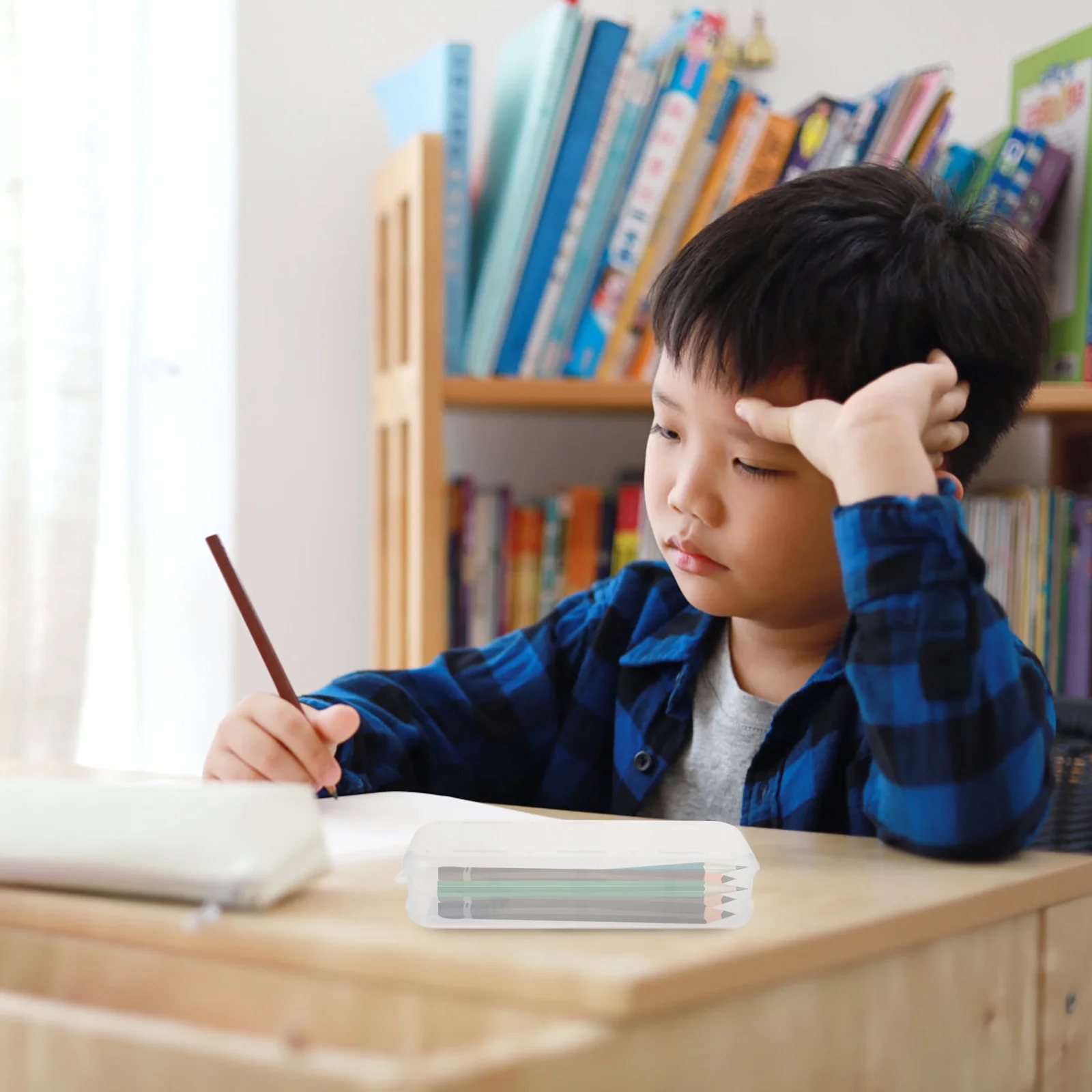 

2Pcs Transparent Double-Layer Plastic Pencil Cases Durable Student Pen Storage Organizer Stationery Box Durable Storage Boxes