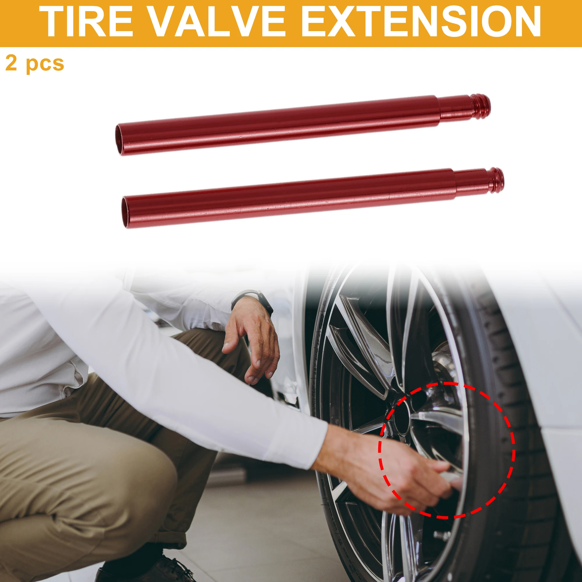 X Autohaux 2 قطعة 70 مللي متر الإطارات صمام تمديد دائم 180 درجة الإطارات صمام التضخم محول لسيارة دراجة نارية RV شاحنة دراجة #2