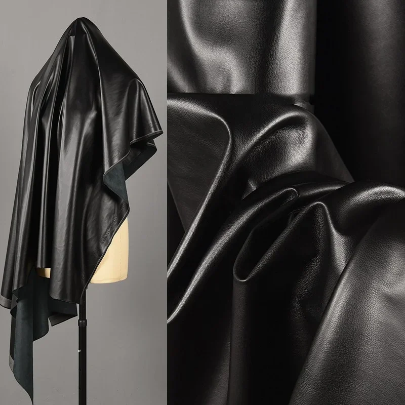 Suede Leather Fabric Black Elastic Smooth Jacket Clothing Fabric Wholesale Cloth Diy Apaprel Sewing Fabric PU Material