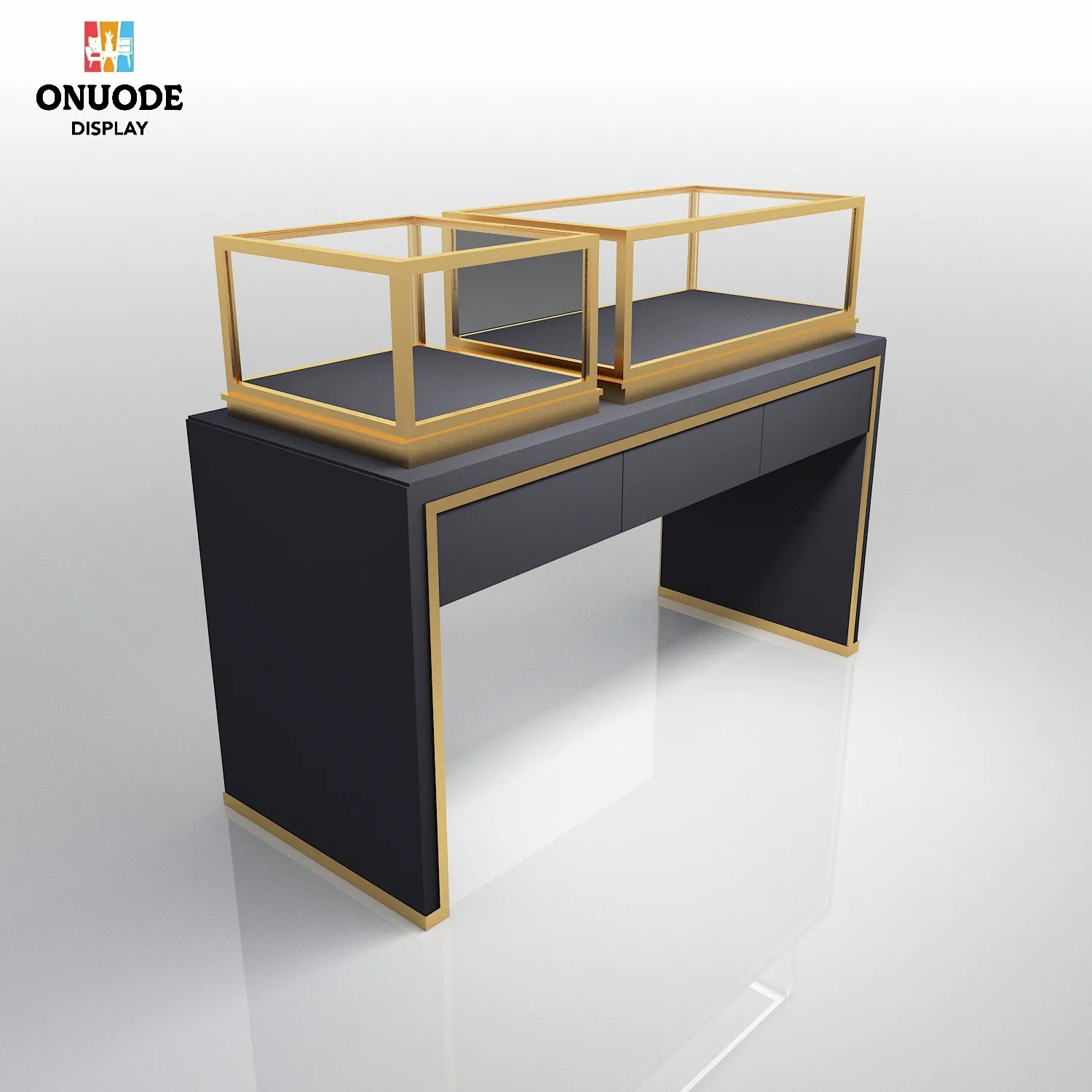 ตู้โชว์เครื่องประดับแบบกำหนดเองได้ ตู้โชว์เคาน์เตอร์พร้อมไฟ LED สำหรับร้านนาฬิกา ตู้โชว์เครื่องประดับกระจก