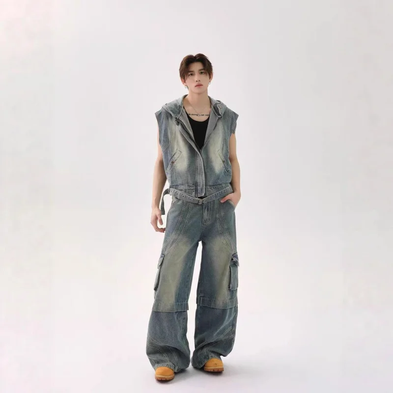 سترة رجالية متعددة الاستخدامات، فضفاضة، سترة بدون أكمام، تصميم مفكك متخصص، علوي #2