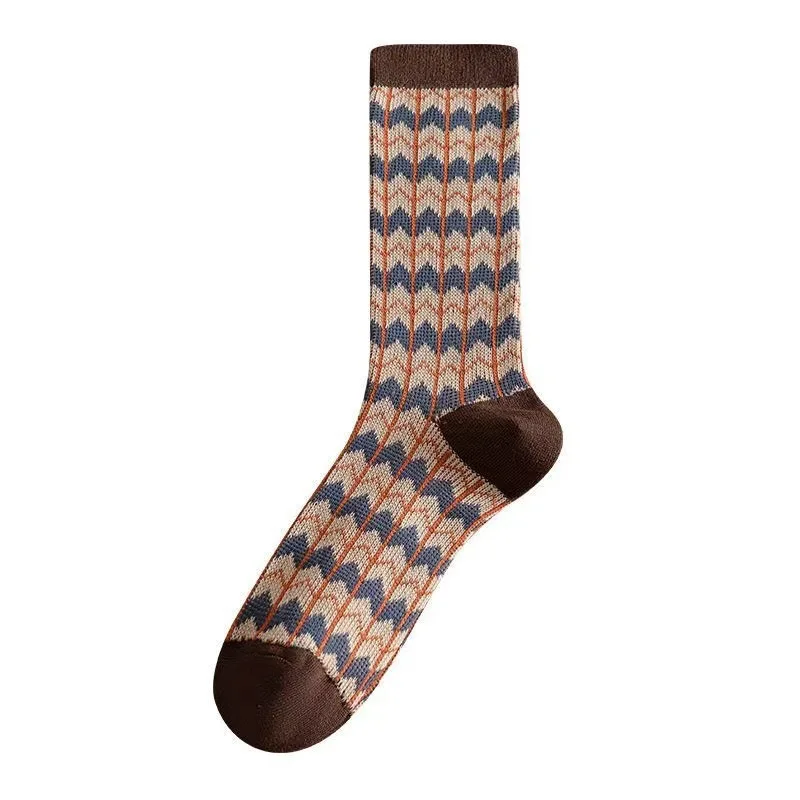 1/5 пар зимних ретро-модных новых повседневных удобных высоких носков из чистого хлопка, впитывающих пот и дышащих носков