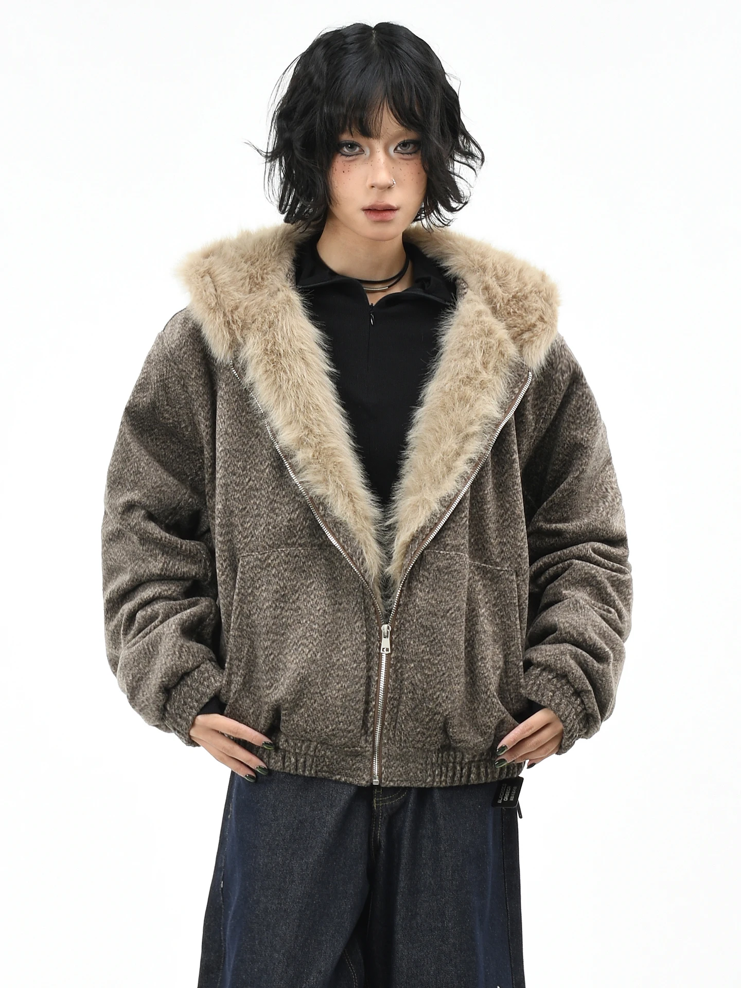 

Оригинальная американская утепленная хлопковая куртка OV с капюшоном, теплая, в стиле ретро, мужская зимняя куртка свободного кроя с меховым воротником, повседневная верхняя одежда