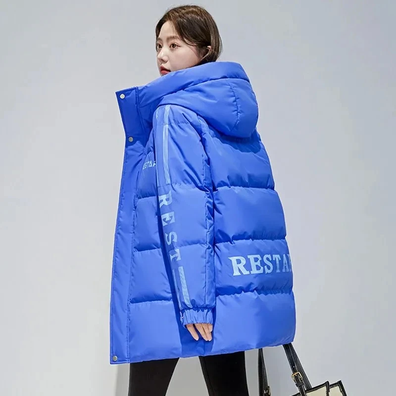 White Eiderdown Down  Temperament Long Winter New Online Celebrity Fashion Korean Version Of Hooded Loose Thick Coat Women