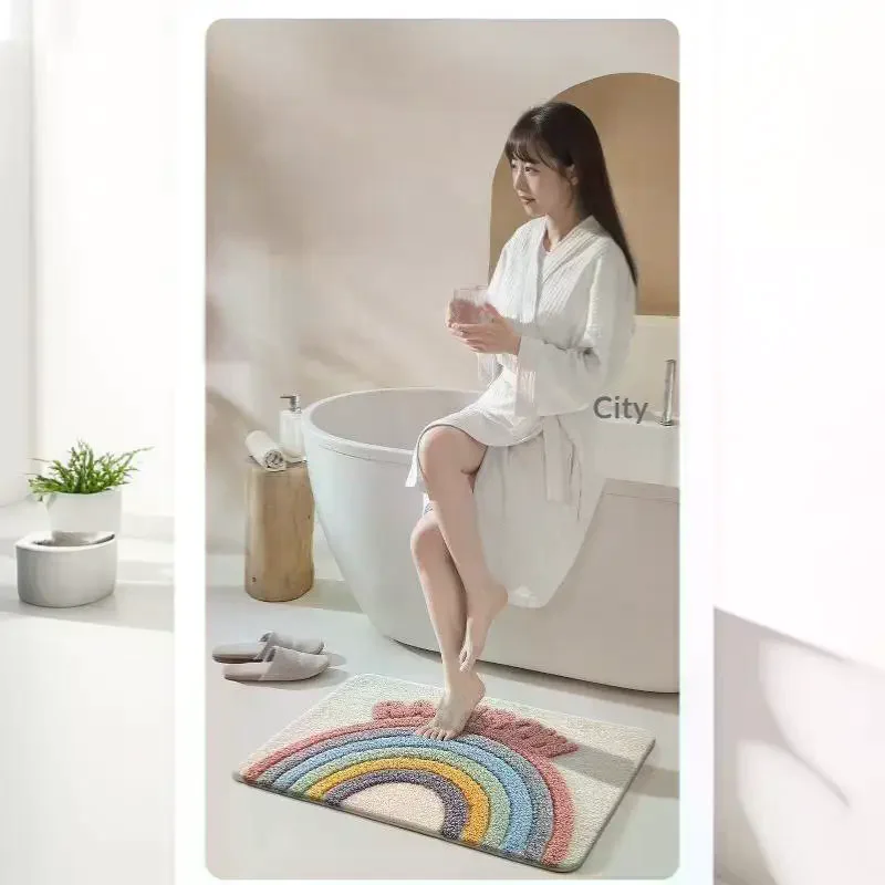 New Faux-Cashmere Absorbent Non-Slip Floor Mat Cute, Soft, And Plush Household Rug For Bathrooms, Entrances, And Bedside Areas