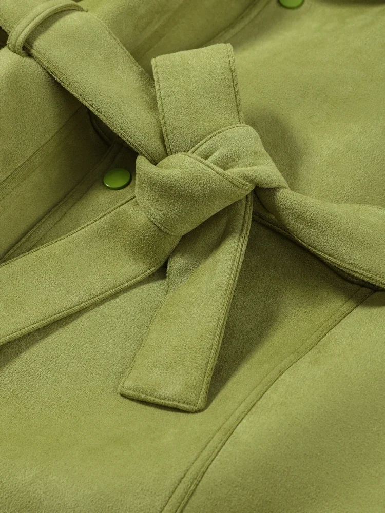 Damenmäntel mit Stehkragen, Schnürung an der Taille, kurze Windjacke, Frühlingsjacke für Damen, langärmlig, schmal geschnitten, modische neue Oberbekleidung – Detail 8