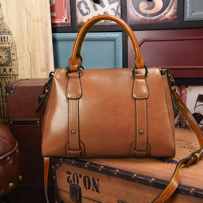 

Fashion Leather Women's Bag Fan Slanting Cross Shoulder Ladies Bag Soft Wearable Large Capacity Vintage Hundred
