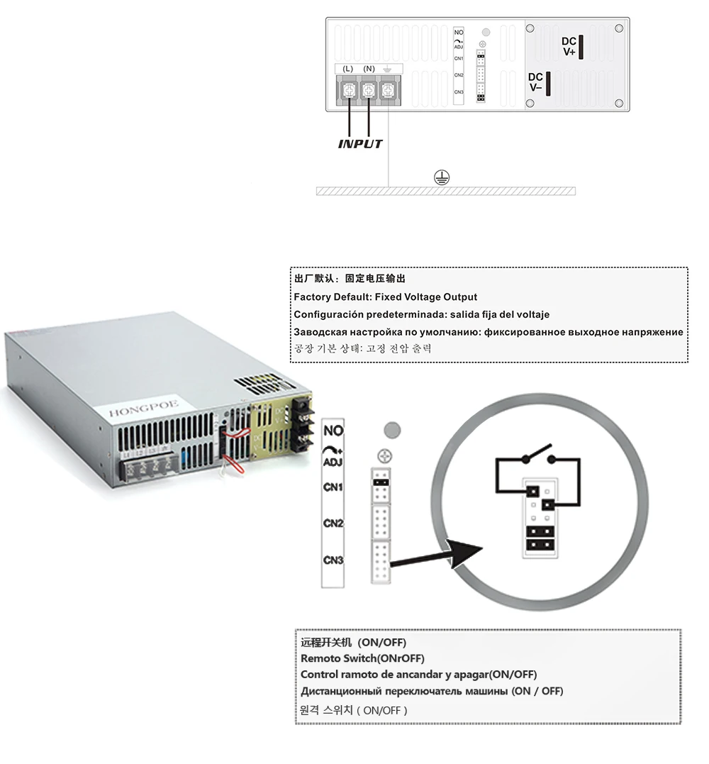 HONGPOE DC 0-5V 12V 15V 24V Power Supply 0-5V(0-10V)PLC Analog Signal Control ON/OFF 1500-8000W Output Voltage/Current Adjustab