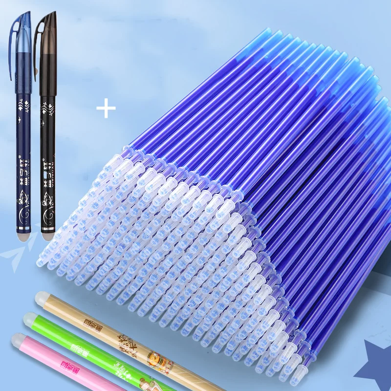 Gel Pen Refill 103pcs Set Rods Blue Black Eraser Ink Washable Magic Ballpoint Pens Washing Rods 0.5mm Needle Tube For Writing