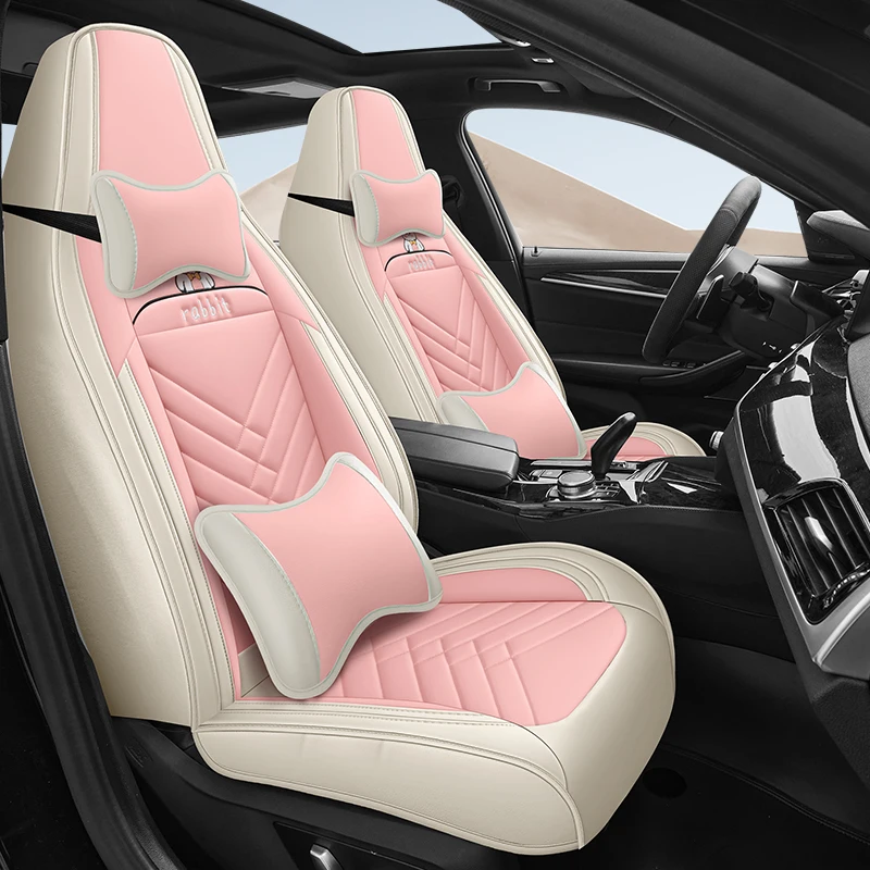 (Luxury Edition) Front Double Seat, Equipped with 2 Headrests and 2 Lumbar Supports, Luxurious Pu Leather Full-Cover Integrated Car Seat Cover, Universal, with a Delicate Texture, Wear-Resistant and Not Easily Wrinkled or Deformed, Comfortable and Breathable, Suitable for All Seasons, Ergonomic Design, 3D Side Support, Enhance Your Driving Experience, Available in Five Colors, Suitable for Sedans, Suvs, Pickup Trucks and Other Various Models