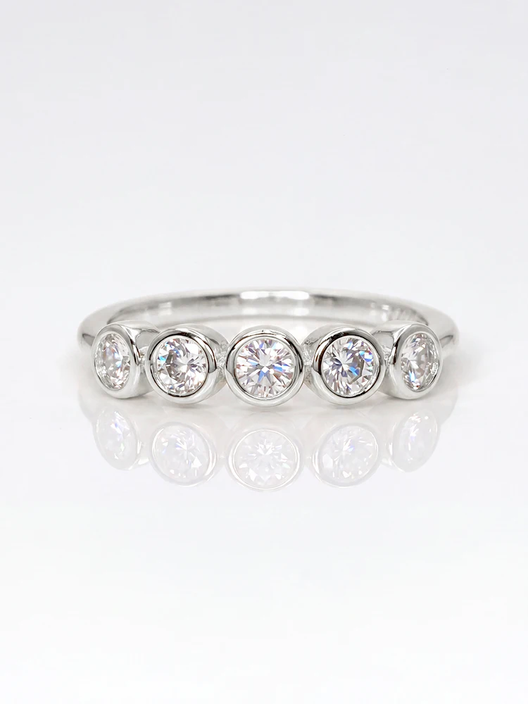 Wunderschöne Echte Moissanit-Diamant Runde Eheringe für Frauen Geschenk Jubiläum Party Luxus Hochwertige Schmuckstücke – Detail 5