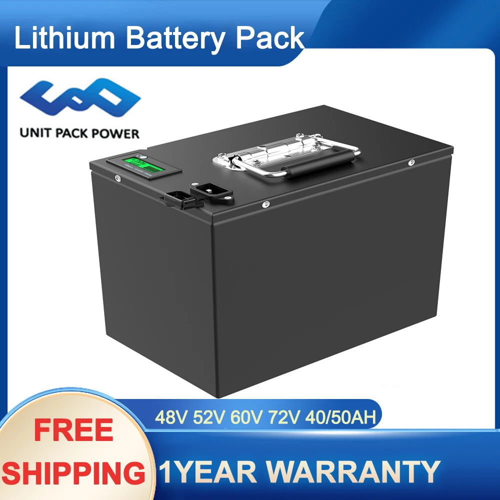 

72V 80AH Rechargeable Lithium Battery Pack Scooter Ebike Battery 52V 60V 50AH Built-in BMS for Electric Bicycle Inverter RV EV