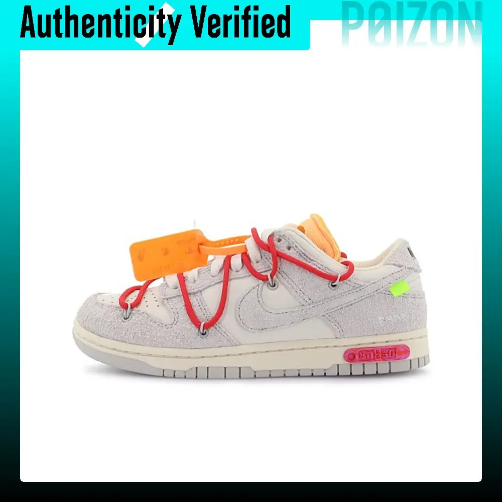 OFF WHITE X Nike Dunk Skateboard Shoes Unisex Low Top Gray/White DJ0950-103