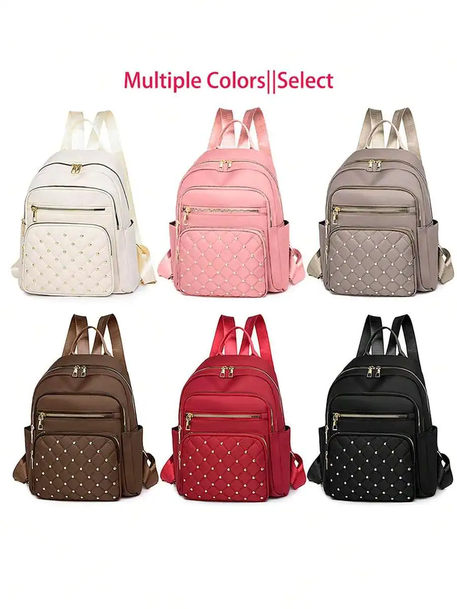 Backpack Women's New Diamond Shape Large Capacity Travel Fashion All Casual Bag Oxford Cloth,Waterproof, Lightweight,Back To Sch