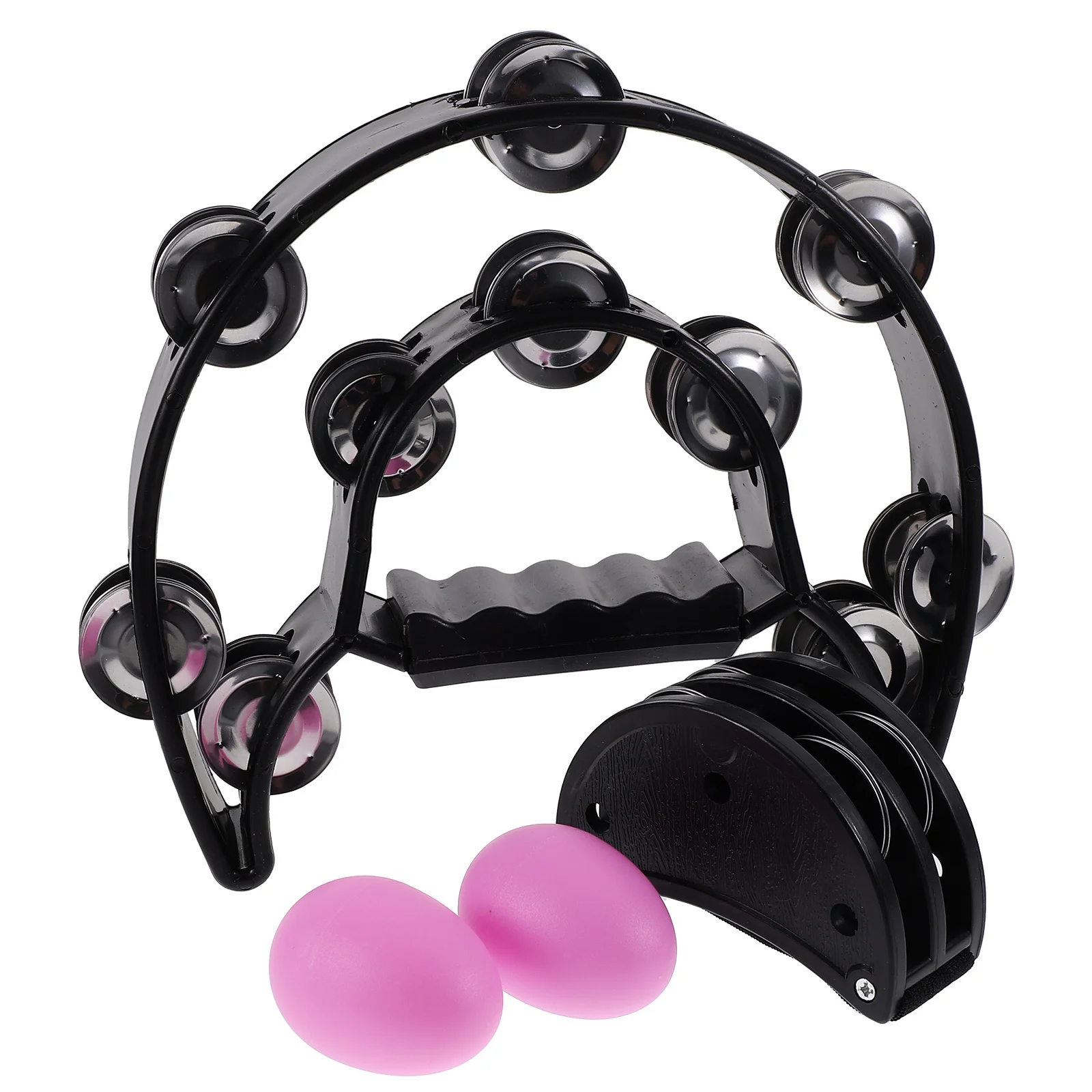 6Pcs 어린이 타악기 세트 유아 음악 교육을위한 이중 행 금속 심벌즈 셰이커가있는 휴대용 발 탬버린