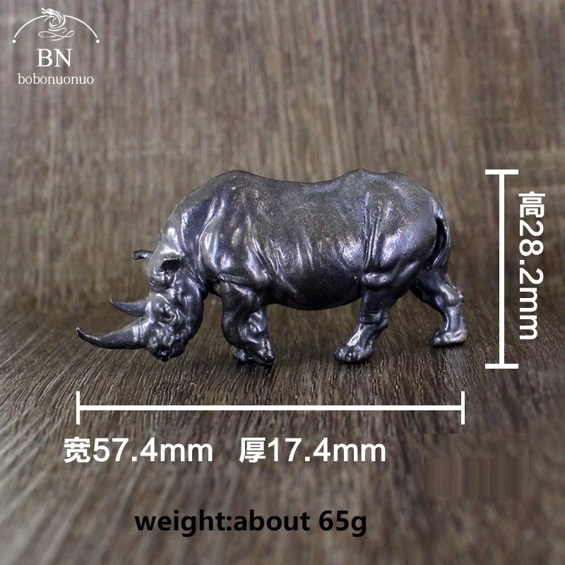 BLACK Copper Rhino Statue Desktop Ornaments Vintage Animal Rhinoceros Figurines Living Room Home Decoration Crafts Accessories