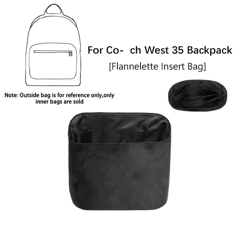 EverToner Flannelette Insert Bag Organizer For Co-ch West 35 Backpack Inner Bag Shaper Travel Storage Portable Cosmetic Bags