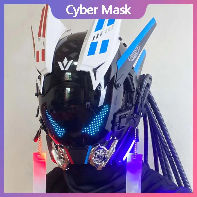 Cyberpop Punk Mask Light Up Rolling Subtitles Animation Effects Screen Mask Cosplay Mech Soldier Mobile App Control Helmet Gift